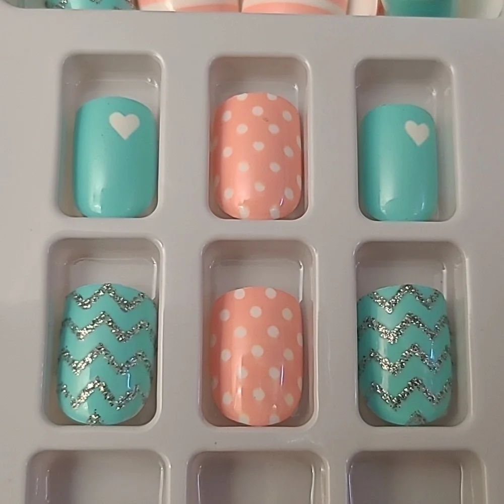 2/$16 Hearts Polka-dots Stripes Press On Nails